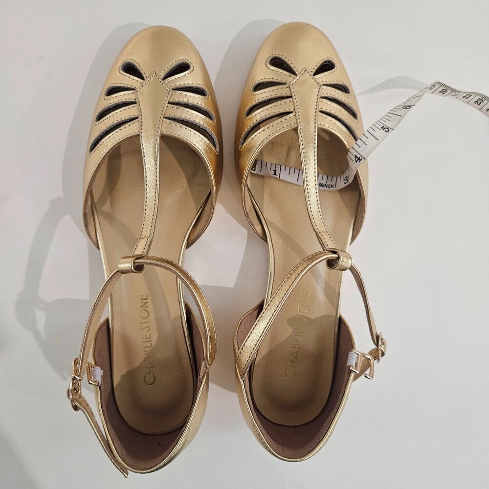 Charlie Stone Flats, Singapore (Metallic Gold),EU 38/Sz 8, Inner Wedge,Leather - Picture 9 of 11